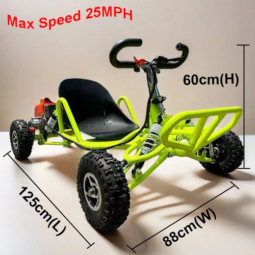 Adult Go-Kart Off Road Gas Powered Go Kart 63cc 2 Stroke Engine - Green- 25mph