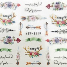Multicolor Heartbeat/ Electrocardiogram PVC Nail Art Sticker #852-3119