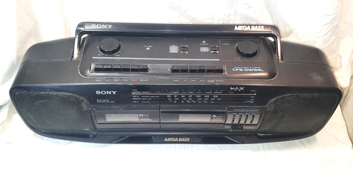 VINTAGE 1991 SONY CFS-DW34L * DOUBLE CASSETTE MEGA BASS GHETTO