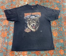Vintage 1991 3-D EMBLEM Harley-Davidson wolf T-shirt size XL Bike made in USA