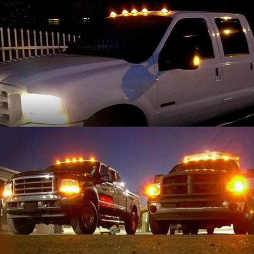 5x Cab Marker Roof Light Smoked + Amber LED For Chevy GMC 1988-2002 Pickup Truck - Picture 11 of 12