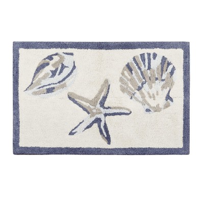 Bayside 100% Cotton Tufted Non-Slip Absorbent Ultra Soft Seashells Beach Styl...