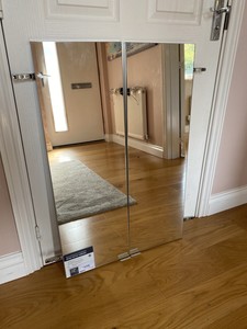 B&Q Imranda Cabinet Doors Bathroom Mirror Grey Mirrored | eBay