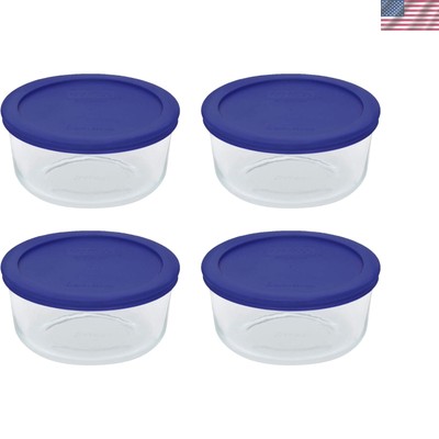 Versatile 4 Cup Round Food Storage - Oven, Microwave & Freezer Safe - Set of 4