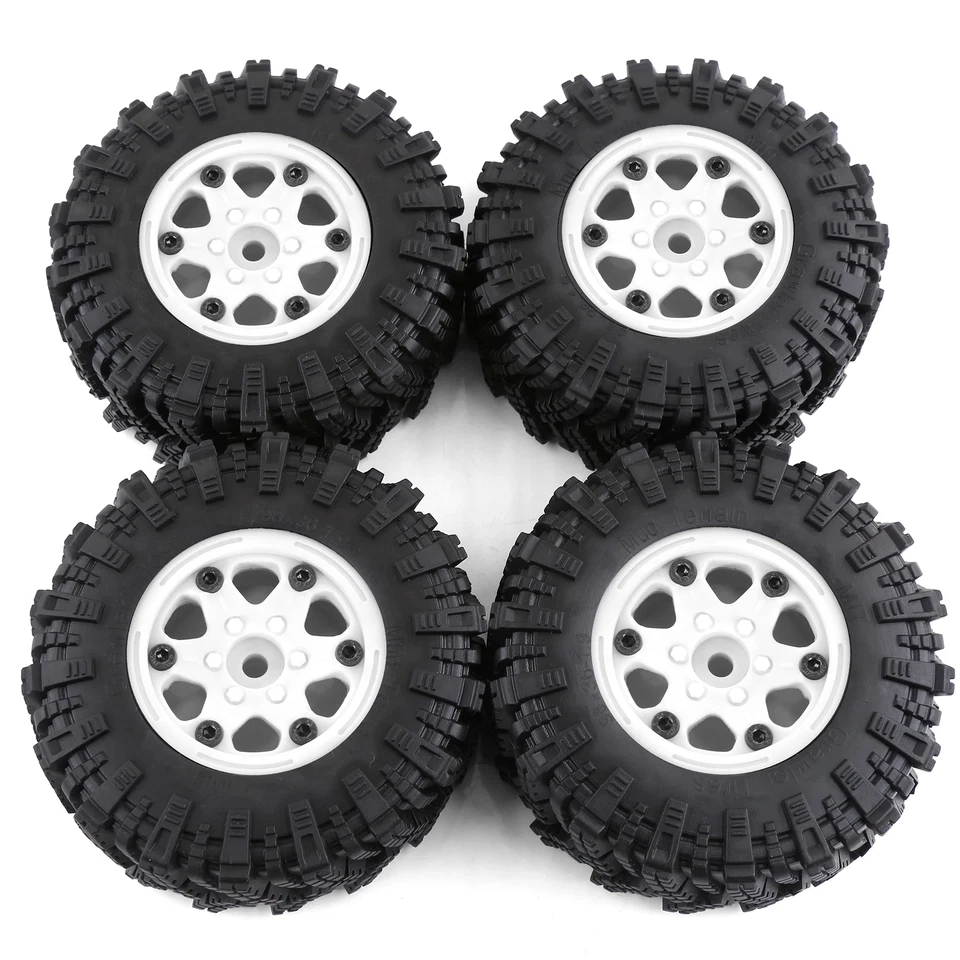 1.9" Beadlock Wheel Rim Rubber Tire Set for 1/10 RC Crawler Car TRX4 RC4WD D90 - Image 3 of 4
