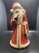 Vintage Flambro Porcelain Antique Santa Claus Music Box Plays Here Comes Santa
