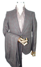 £1895 EMPORIO ARMANI NWT DAVID LINE PEAK LAPEL PLAID ITALY SUIT UK 42 IT 52 36
