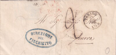 17211-KINGDOM OF SARDINIA, PREF., TURIN X GENOA, ''DIRECTION DEL WHISTLE'', 1856