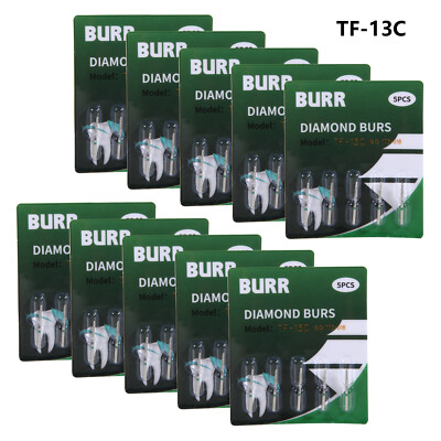50pcs Dent Turbine Diamond Burs Fit for High Speed Handpiece FG1.6mm TF-13C