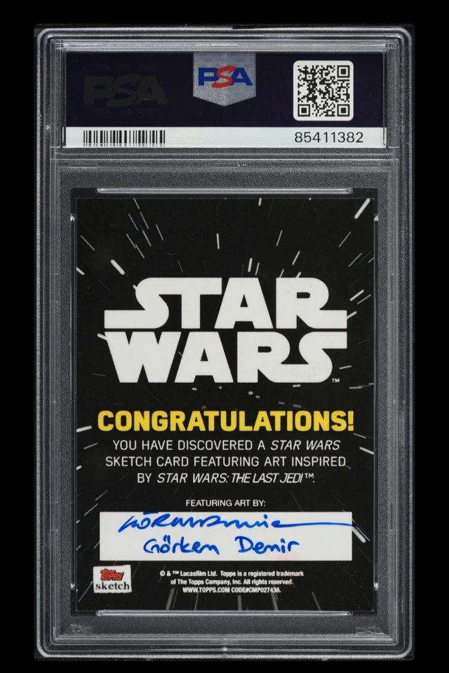 2018 ⭐ Star Wars The Last Jedi S2 Gorkem Demir Sketch-Kylo Ren-Auto-Pop/1⭐PSA-9⭐ - Image 2 of 2