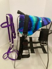 MINIATURE HORSE / SM PONY CHILDREN BAREBACK SADDLE PAD SET - CINCH - STAR PURPLE