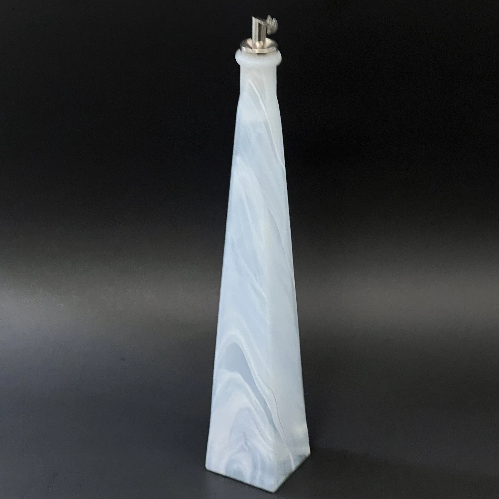 Portmeirion DUSK Blue Marbled Glass Oil Bottle Cruet Drizzler w/ Stopper 13"
