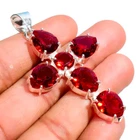 Mozambique Garnet Handmade Gemstone 925 Sterling Silver Jewelry  Pendant 2.30"