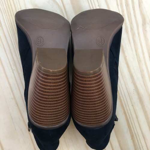 Merona Boots Womens 8.5 Ankle Bootie Blue Faux Suede Side Zip Casual Block Heels - Picture 9 of 17