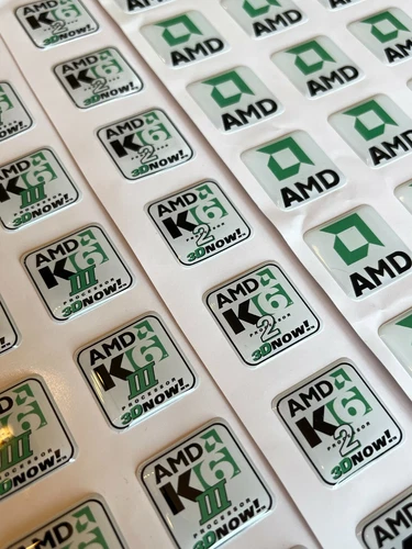 Custom AMD K6 2 3 III Athlon XP 1x1 DOMED Computer Case Badge Sticker Retro