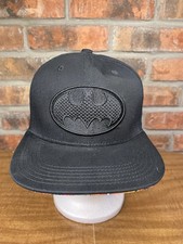 Batman Black On Black Embroidered Logo DC Comics SnapBack Hat Flat Bill