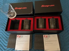 snap-on tools promotional whiskey clear glass set 4pc new in box collectible