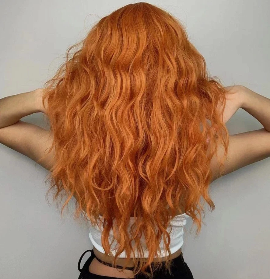 Peluca sintética para mujer pelucas largas de onda rizada con flequillo cosplay fiesta cabello Foto 4 de 4