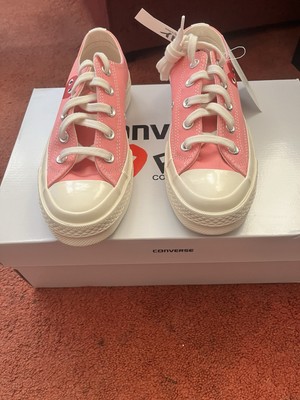 Converse x Comme Des Garçons Play Trainers Pink UK Brand New