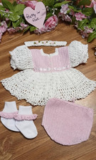 Beautifully Handcrafted Crochet Baby Dress -- PINK