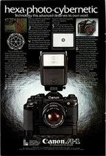 Canon A-1 Hexa photo cybernetic simple Vintage Print Ad 1979