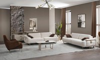 WeißE Moderne Couchgarnitur Stoffsofa Designer Sessel Polster MöBel 3Tlg