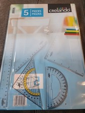 5 Piece Plastic Triangle Ruler Protractor Set, Geometry Scale Ruler, Etc