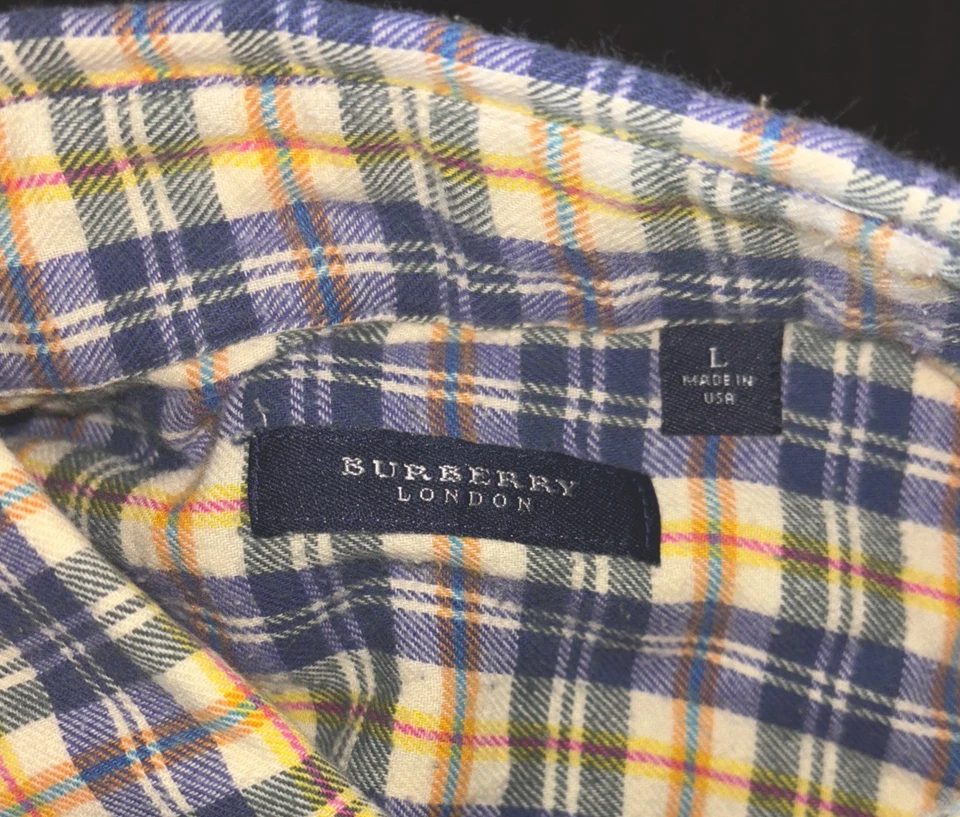 Camisa de franela vintage Burberrys para hombre a cuadros abotonada de diseñador hecha en EE. UU. grande Foto 3 de 4