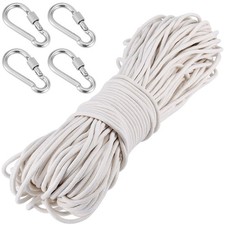 1/4 Inch x 328 Feet Natural Cotton Rope White Braided Clothesline... Fas
