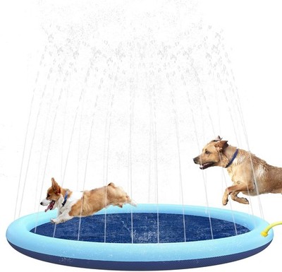 Splash Pad for Dogs Kids, Non-Slip Pet Thickened Durable Sprinkler Wading Poo...