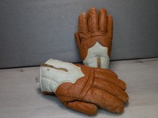 Vintage 80s HOTFINGERS Brown White LEATHER WINTER GLOVES Ski Snowboard Mens M