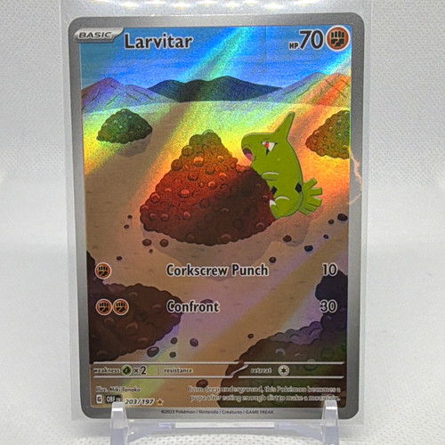Pokemon TCG Larvitar 203/197 SV03 Obsidian Flames Holo Basic 70 HP 2023