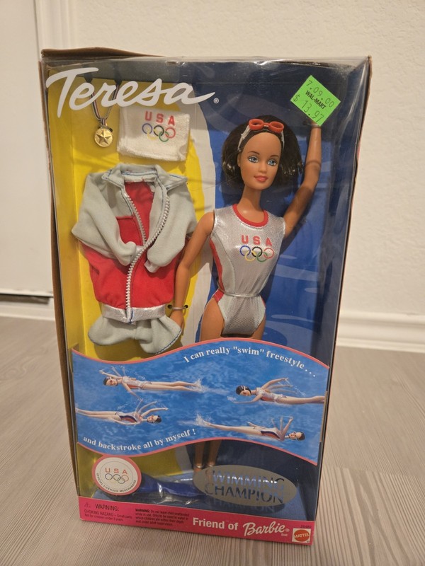 Mattel Swimming Champion Teresa Barbie 12 in Sport Doll w/ Outfit & Accessories
