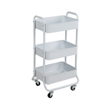 3-Tier Metal Rolling Storage Cart with Wheels, Arctic White