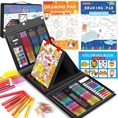 Art Supplies 283 Pieces Drawing Set Art Kits with Trifold Easel 2 Drawing Pads