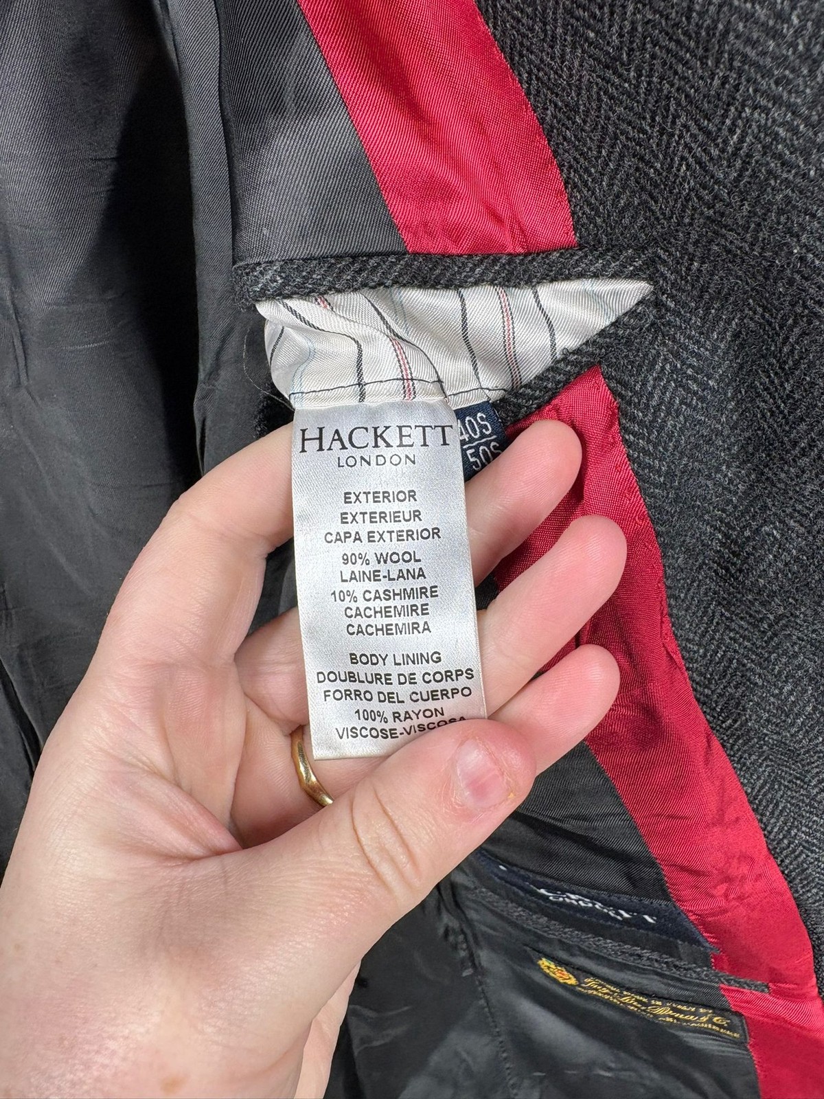 Hackett x Loro Piana Men's 40S Grey Wool Cashmere Blazer Jacket image 10