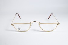 Algha 20 Vintage 1960's Unisex Gold Full Rim Metal Half Moon Eyewear Glasses