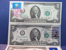 1976 First Day Issue $2 Bills    5 DIFFERENT STAMPS,  April 13, 1976 Stamped