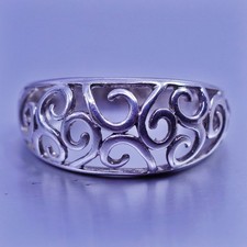 Size 7.25, vintage Sterling 925 silver handmade ring, filigree band