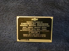 1942-1946 Identification Plate 12 Ton Chevrolet Pickup Truck