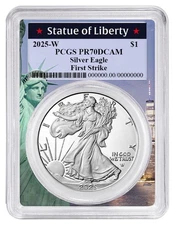 2025 W 1oz Silver Eagle Proof PCGS PR70 First Strike Statue Of Liberty Frame