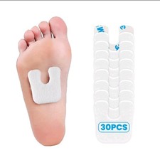 JUMPOW 30PCS U-SHAPED METATARSAL CALLUS PADS BALL OF FOOT RELIEF WHITE FELT