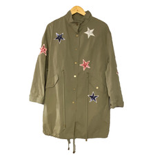 Khaki Lightweight Utlity Parka Jacket Medium Snap Front Star Patch Military