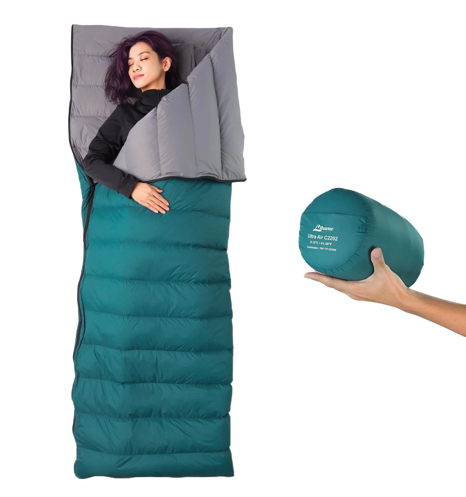 Ultra Compact Down Sleeping Bag, 3 Season, Lightweight, 700 Fill Power, Packa...