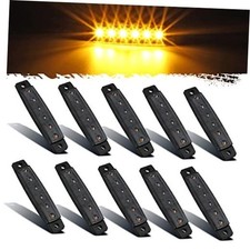 10Pcs 3.8" Thin Amber 6LED Side Marker Clearance Lights 10 Smoke/Amber