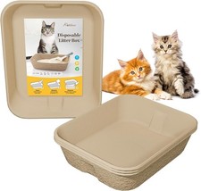 4 Pack Disposable Cat Litter Boxes Durable Leak-Proof Cardboard Kitty Litter