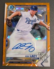 Asa Lacy 2021 Bowman Chrome Prospect ORANGE SAPPHIRE AUTOGRAPH SP #/25 Royals