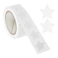 3/4" Star Stickers, 500 Pcs Semi Gloss Labels for Teacher Supplies, White