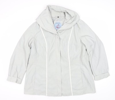 Fabiani Damen grau Kapuze Regenmantel Jacke Größe 16 mittellang