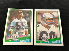 BRIAN BOSWORTH ROOKIE & STEVE LARGENT TOPPS 1988 SEATTLE SEAHAWKS FOOTBALL CARD. rookie card picture